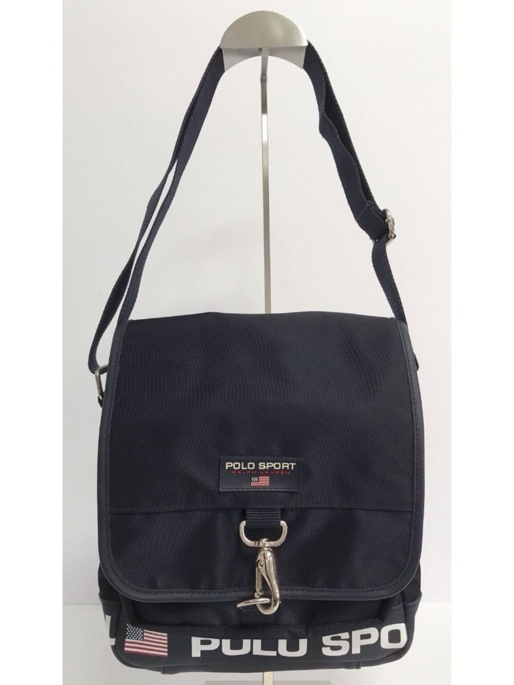 Polo Sport Ralph Lauren Messenger Bag Black Canvas Vintage Crossbody Logo Bag